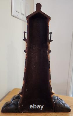 Nautical Heavy Cast Iron Lighthouse Door Stop Vintage 10lbs. 15.5 Needs TLC