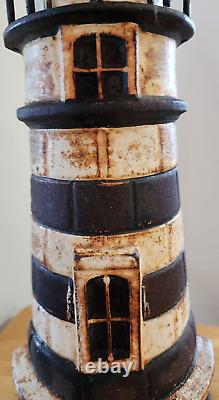 Nautical Heavy Cast Iron Lighthouse Door Stop Vintage 10lbs. 15.5 Needs TLC