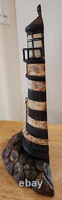 Nautical Heavy Cast Iron Lighthouse Door Stop Vintage 10lbs. 15.5 Needs TLC