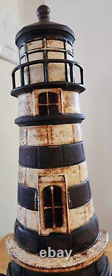 Nautical Heavy Cast Iron Lighthouse Door Stop Vintage 10lbs. 15.5 Needs TLC