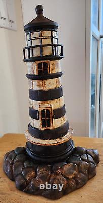 Nautical Heavy Cast Iron Lighthouse Door Stop Vintage 10lbs. 15.5 Needs TLC