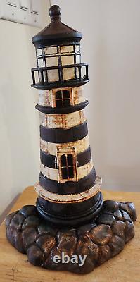 Nautical Heavy Cast Iron Lighthouse Door Stop Vintage 10lbs. 15.5 Needs TLC