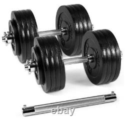 New 190 lbs Adjustable Dumbbells Set Weights, Handles, Connector Bar 200 lbs