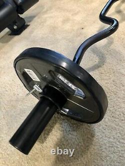 New 2 Olympic EZ Easy Super Bicep Curl Bar Barbell, 35 Lb Weight Set, In Stock