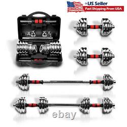 New 66LB Dumbbell Barbell Adjustable Weight Cast Full Iron Fitness GYM Home Set