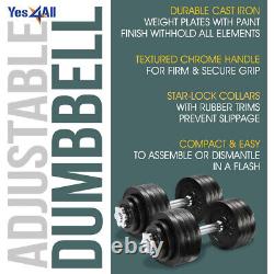 New Adjustable 105 lbs Dumbbell Weight Set, Cast Iron Dumbbell, Pairs