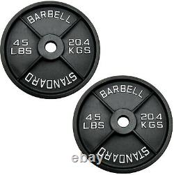 New Black Barbell Olympic Weight 2 Hole Plates 45lbs pair (90lb total)