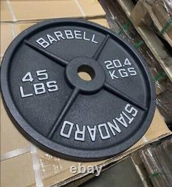New Black Barbell Olympic Weight 2 Hole Plates 45lbs pair (90lb total)
