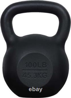 New Powder Coated Cast Iron Kettlebell 100 Lbs Weights Strength