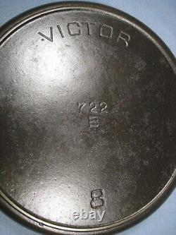 Nice Vintage Fully Restored Griswold Victor #8 722 B Cast Iron Skillet