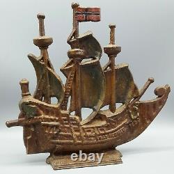 Old Cast Iron Doorstop MAYFLOWER 1620 Sailing Ship 10.5 Tall, 6-3/4 lbs