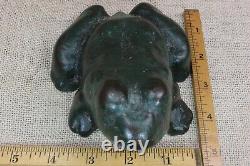 Old Frog Toad Antique Door Stop Cast Iron 1880's Vintage Paint Folk Art 4.9 Lbs