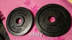 Olympic 2 inch weights plates Cast Iron Bench Press 10 20 Gym for barbell 44 lb