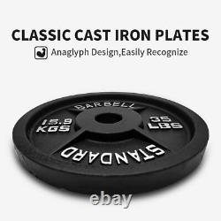 Olympic Barbell Plates Cast Standard Weight 35lbs Weightlifting Solid Iron New