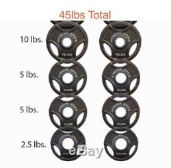 Olympic Cast Iron Weight Plate Set (8 Plates 45lbs Total) New SHIPS FAST