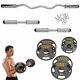 Olympic Curl Bar & Dumbbell Handle Combo With 50 Lb Olympic Plate Set Home Gym