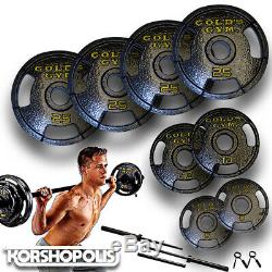 Olympic Weight Plate Set & Bar 160lb Total Home Gym Exercise Fitness Equipment