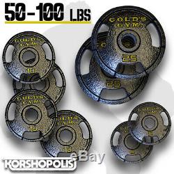 Olympic Weight Plates (50-100lb Sets) Home Gym Exercise Cast Iron Golds Gym NEW