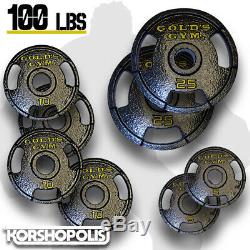 Olympic Weight Plates (50-100lb Sets) Home Gym Exercise Cast Iron Golds Gym NEW