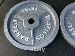 Olympic Weight Plates Pair 45 LB Plates Olympic Barbell 2 inch Cast Iron