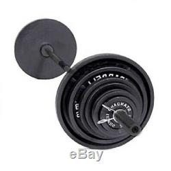Olympic Weight Set Barbell 300 lbs Cast Iron 7' Bar Workout Strength Training