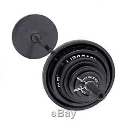 Olympic Weight Set Barbell 300 lbs Cast Iron 7' Bar Workout Strength Training