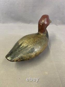 Outstanding/Rare Antique Cast Iron Redhead Duck Sinkbox Decoy Full Size 20 Lbs