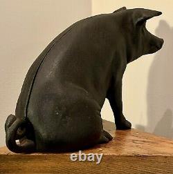 Oversized Cast Iron'Sitting Piggy Bank', 8.4-lbs, 13 x 7 x 4.25, Mark 303