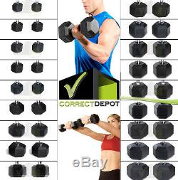 PAIRS Rubber-Coated Hex Dumbbells CAST IRON Weights Home Gym Strength Training