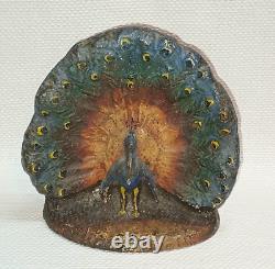 PEACOCK CAST IRON DOORSTOP, BOOKEND, DECOR Solid, No Markings, 5 1/2 lbs