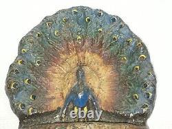 PEACOCK CAST IRON DOORSTOP, BOOKEND, DECOR Solid, No Markings, 5 1/2 lbs