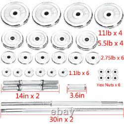 Pair 110lbs Adjustable Dumbbells Barbell Set Gym Strength Weight Cast Iron