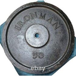 Pair 1960s Vintage Iron Man 50 Lb WEIGHT PLATES Standard 1