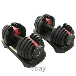 Pair 2 Adjustable dumbbells 5 52 Lbs (Similar to Bowflex 552)