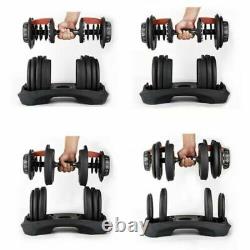 Pair 2 Adjustable dumbbells 5 52 Lbs (Similar to Bowflex 552)