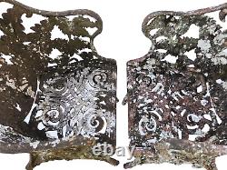 Pair Antique Cast Iron CHAIRS, Fern & Blackberry, Fiske, Mott, NYC, 19th C 105lb