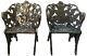 Pair Antique Cast Iron Chairs, Fern & Blackberry, Fiske, Mott, Nyc, 33t, 110lb