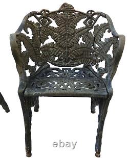 Pair Antique Cast Iron CHAIRS, Fern & Blackberry, Fiske, Mott, NYC, 33t, 110lb