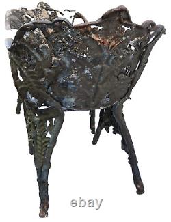 Pair Antique Cast Iron CHAIRS, Fern & Blackberry, Fiske, Mott, NYC, 33t, 110lb