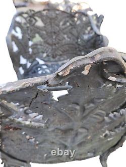 Pair Antique Cast Iron CHAIRS, Fern & Blackberry, Fiske, Mott, NYC, 33t, 110lb