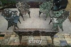 Pair Antique Cast Iron CHAIRS, Fern & Blackberry, Fiske, Mott, NYC, 33t, 110lb