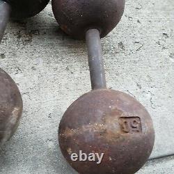 Pair Of 50Lb Vintage YORK Dumbbells 100LBS Total Weight Round Barbells