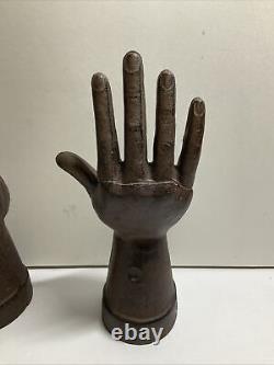 Pair Of Vintage Cast-iron Hand For Jewelry 8.5 Tall Fast Free Shipping
