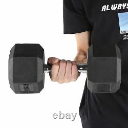 Pair Rubber Coated Hex Dumbbell Weights 27.5lbs Strength Training Home Workout