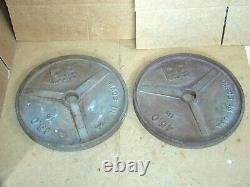 Pair Vintage DP 45 Lb Olympic Weight Plates Rare Diversified Product Barbell USA