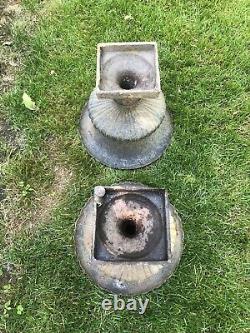 Pair of 30 lb. Vintage Antique Cast Iron Garden Planters Urns