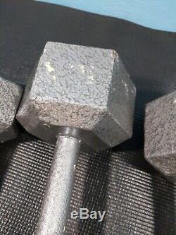 Pair of 40 lb Cast Iron Hex-Style Dumbbells SHIPS FAST