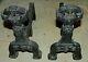 Pair Of Antique Vintage Cast Iron Heavy (33lbs Each) Fireplace Andirons 15 1/2