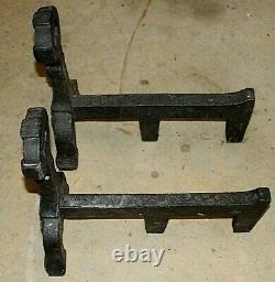 Pair of Antique Vintage Cast Iron Heavy (33lbs Each) Fireplace Andirons 15 1/2