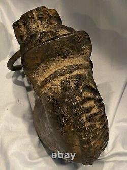 Pair of Cast Iron Horse Head Hitching Post Toppers with Rings Vintage! 14 lbs